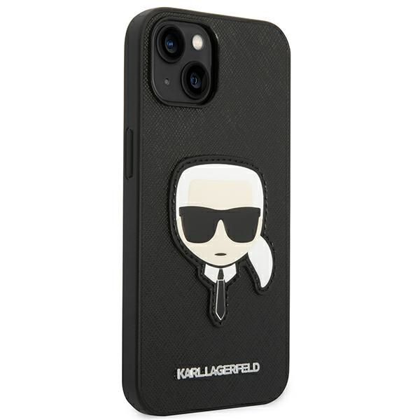 Etui Karl Lagerfeld Saffiano Karl's Head Patch na iPhone 14 Plus - czarne
