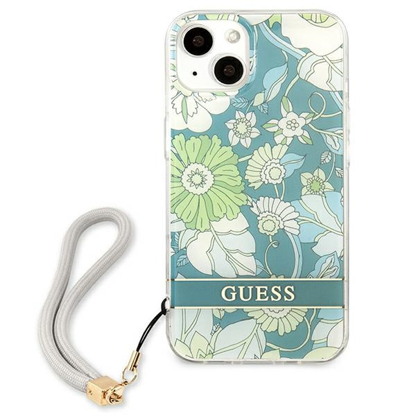 Guess GUHCP13SHFLSN iPhone 13 mini 5,4"zielony/green hardcase Flower Strap