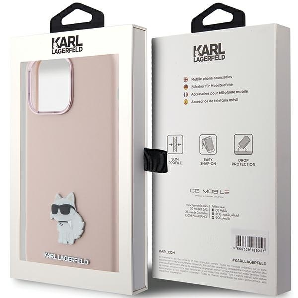 KARL LAGERFELD KLHCP15XSMHCNPP IPHONE 15 PRO MAX 6.7 "PINK/PINK SILICONE CHAPETTE METAL PIN