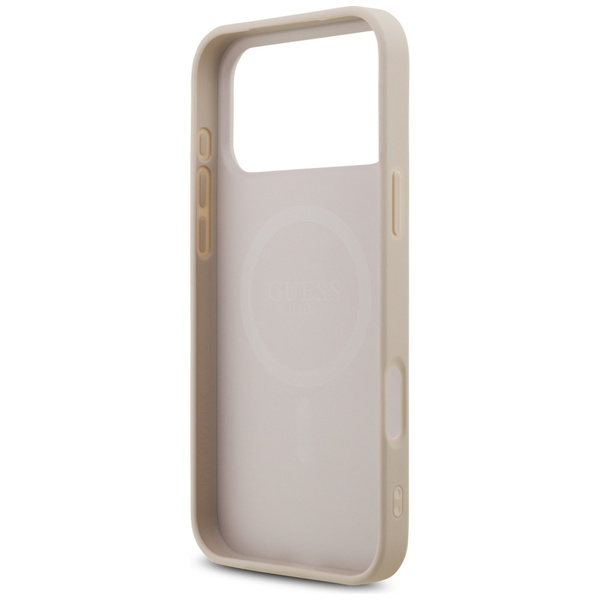 Etui Guess Leather 4G Triangle Strass    MagSafe do iPhone 17 Pro Max różowy