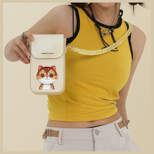 Nimmy torebka na telefon khaki Big Eyed Pet 2.0 Cat
