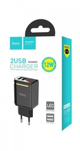 ŁADOWARKA SIECIOWA HOCO C39A LED 2.4A 2xUSB CZARNY