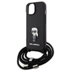 Etui Karl Lagerfeld Crossbody Saffiano Monogram Metal Pin Karl & Choupette na iPhone 15 - czarne