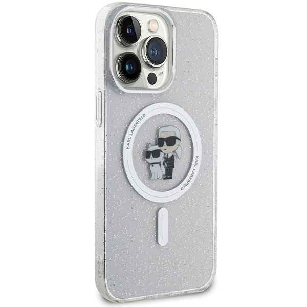 Karl Lagerfeld KLHMP14XHGKCNOT case for iPhone 14 Pro Max 6.7" - transparent hardcase Karl&amp;Choupette Glitter MagSafe