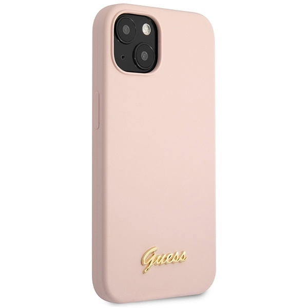 GUESS GUHCP13MLSLMGGLP IPHONE 13/14/15 6.1 "LIGHT PINK / LIGHT PINK HARDCASE SILICONE SCRIPT GOLD LOGO