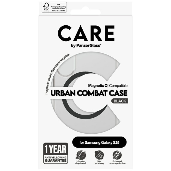 Etui CARE by PanzerGlass Flagship Urban   Combat Black QI do Samsung Galaxy S25 przezroczysty