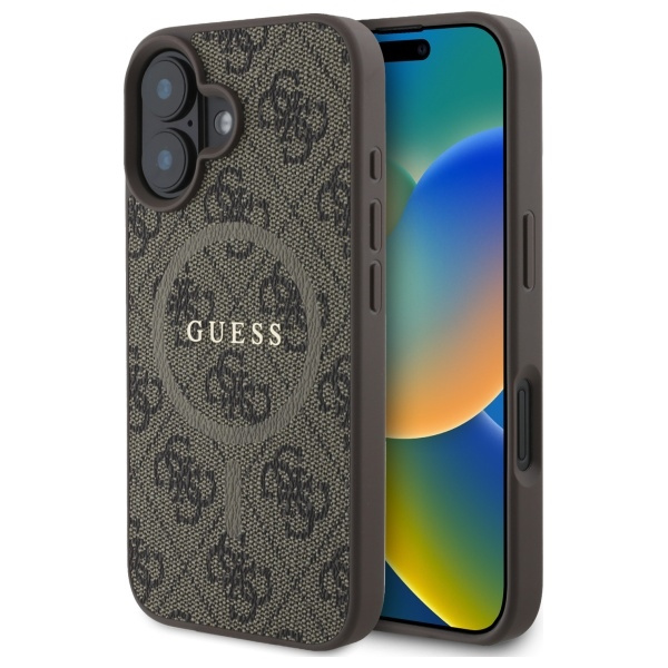 Guess GUHMP16SG4GFRW iPhone 16 6.1" brązowy/brown hardcase 4G Ring Classic Logo MagSafe