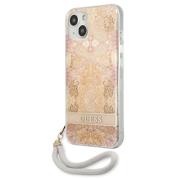 Guess GUHCP13SHFLSD iPhone 13 mini 5,4"złoty/gold hardcase Flower Strap
