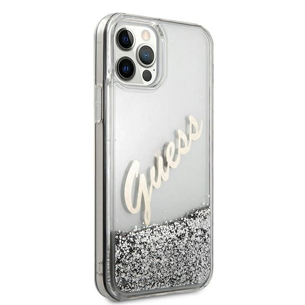 Guess GUHCP12LGLVSSI iPhone 12 Pro Max6,7" srebrny/silver hardcase Glitter Vintage Script