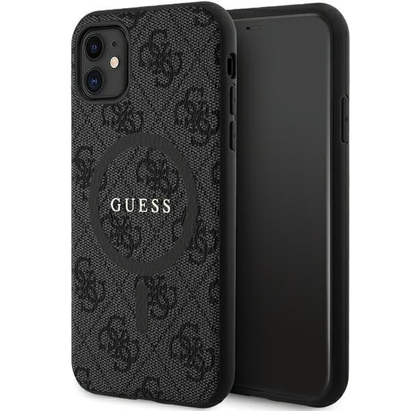 GUESS GUHMN61G4GFRK IPHONE 11 6.1 " / XR BLACK / BLACK HARDCASE 4G COLLECTION LEATHER METAL LOGO MAGSAFE