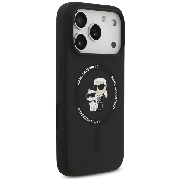 Etui Karl Lagerfeld Silicone             Karl&Choupette Ring MagSafe do iPhone 17 Pro czarny