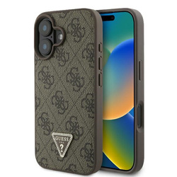 Guess GUHCP16SP4TDPW iPhone 16 6.1" brązowy/brown hardcase Leather 4G Triangle Strass