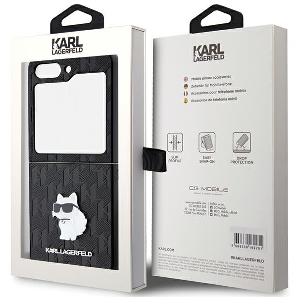 Etui Karl Lagerfeld Saffiano Monogram Choupette Pin na Samsung Galaxy Z Flip 5 - czarne