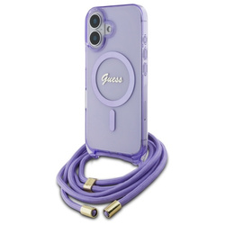 Guess GUHMP16SHCTSGNSU iPhone 16 6.1"    fioletowy/purple hardcase Crossbody Cord Script MagSafe