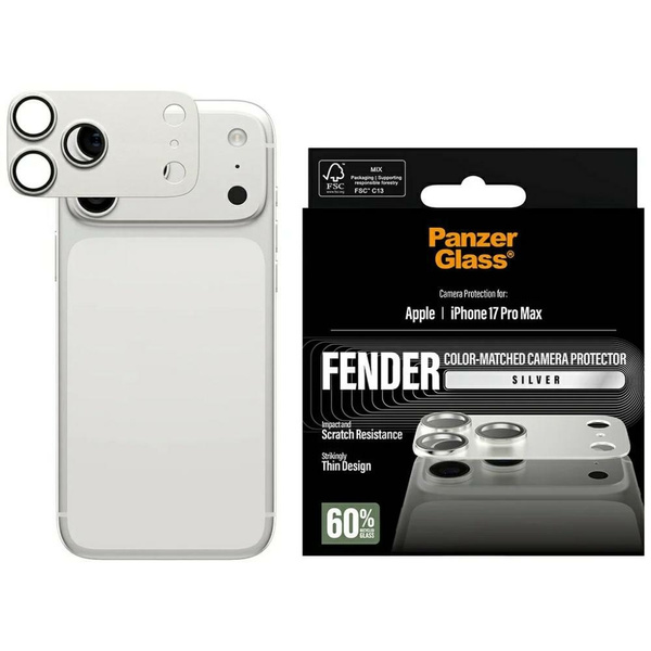 Szkło hartowane na obiektyw PanzerGlass Fender Camera Protector do iPhone 17 Pro Max srebrny