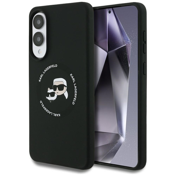 Etui Karl Lagerfeld Silicone Double      Heads And Circle MagSafe do Samsung Galaxy S25 Edge czarny
