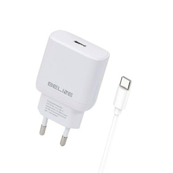 Beline Ład. siec. 1x USB-C 25W + kabel USB-C biała /white PD 3.0  BLNCW25C GaN