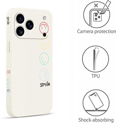 Etui Pnakqil iPhone 17 Pro, Smile design, kolorowe emotki na białym tle pudełko