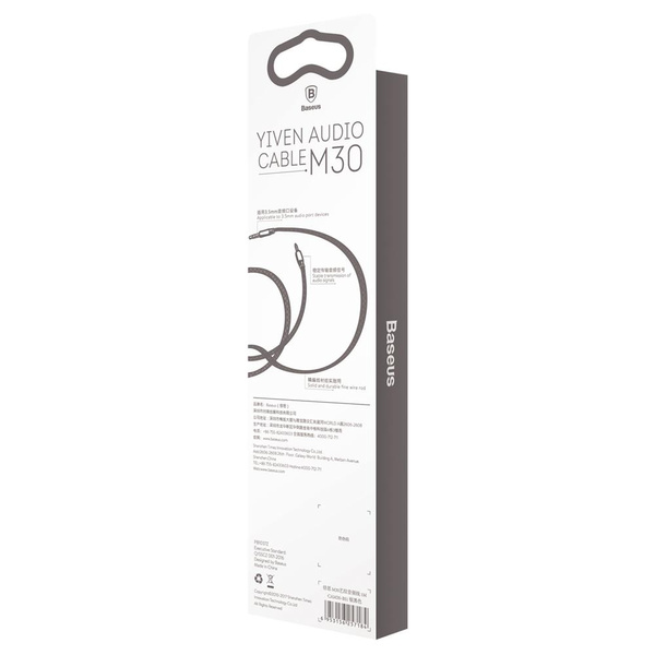 Baseus Yiven M30 kabel audio stereo AUX 3,5 mm męski mini jack 1m srebrno-czarny (CAM30-BS1)