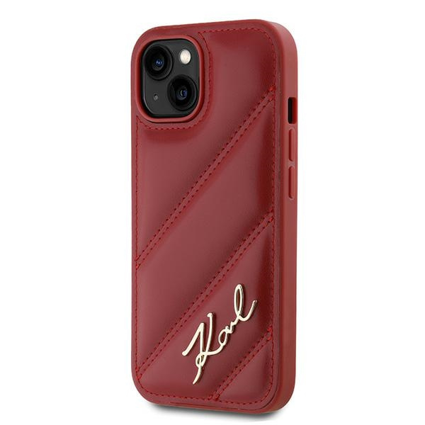 KARL LAGERFELD KLHCP15SPQDSMGR IPHONE 15 / 14 / 13 6.1" RED/RED HARDCASE DIAGONAL QUILTED SCRIPT