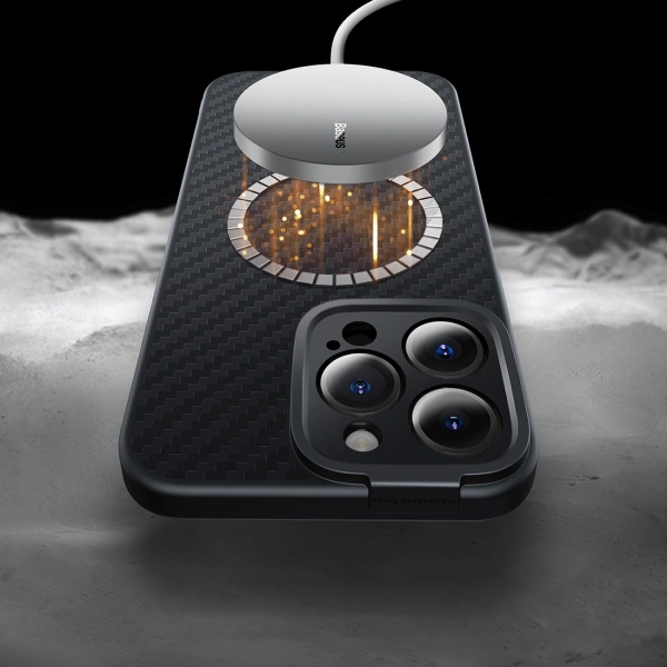 Pancerne etui iPhone 14 Pro kompatybilne z MagSafe szkło hartowane Baseus Synthetic Fiber - czarne