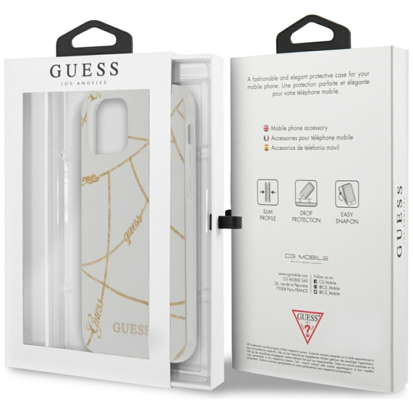 Guess GUHCP12SPCUCHWH iPhone12 mini 5,4" biały/white hardcase Gold Chain Collection