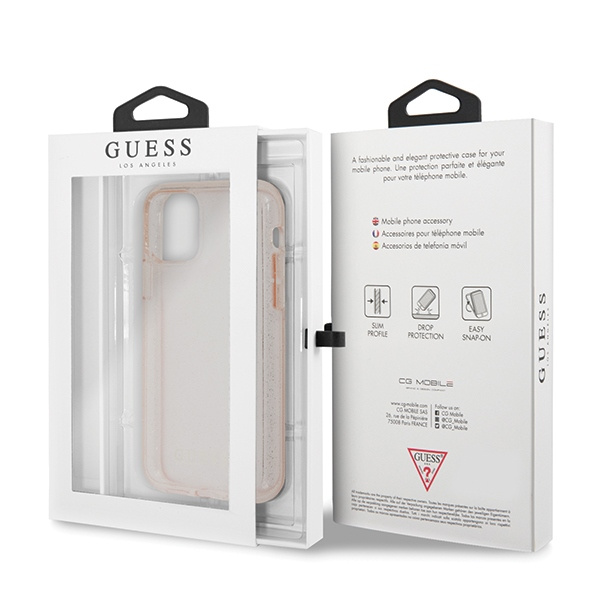 Guess GUHCN65PCGLPI iPhone 11 Pro Maxróżowy/pink hard case Glitter