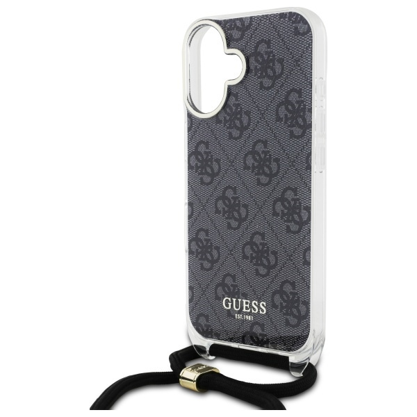 Guess GUHCP16SHC4SEK iPhone 16 6.1"      czarny/black hardcase Crossbody Cord 4G Print