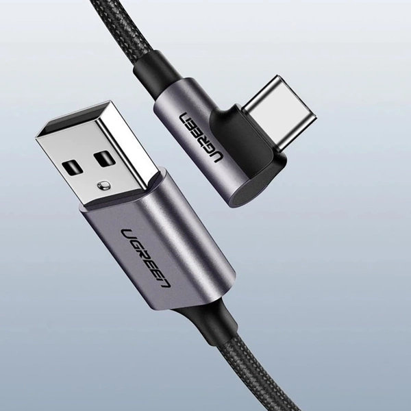 Kabel Ugreen US284 70255 USB-A (prosty) / USB-C (kątowy) 3A 3m - szary