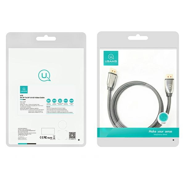 USAMS Kabel DP do DP - Display Port 3.0m 8K HD czarny/black  SJ533DP01 (US-SJ533)