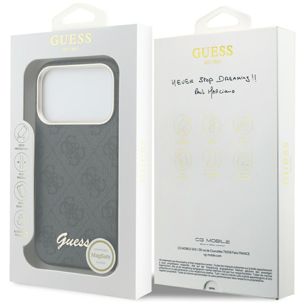 Etui Guess 4G Script MagSafe do iPhone   17 Pro Max czarny