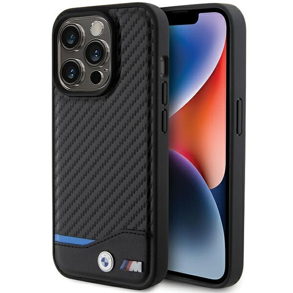 BMW Leather Carbon MagSafe iPhone 15 Pro Case - Black