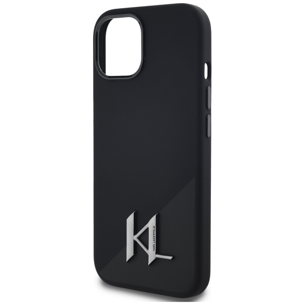 Etui Karl Lagerfeld Silicone Shadow       Metal Initial MagSafe do iPhone 15 czarny