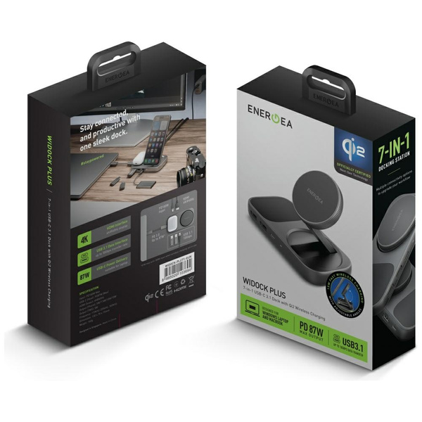 Stacja dokująca Energea WiDock Plus 7w1  USB-C 3.1 z Qi2 grafitowy