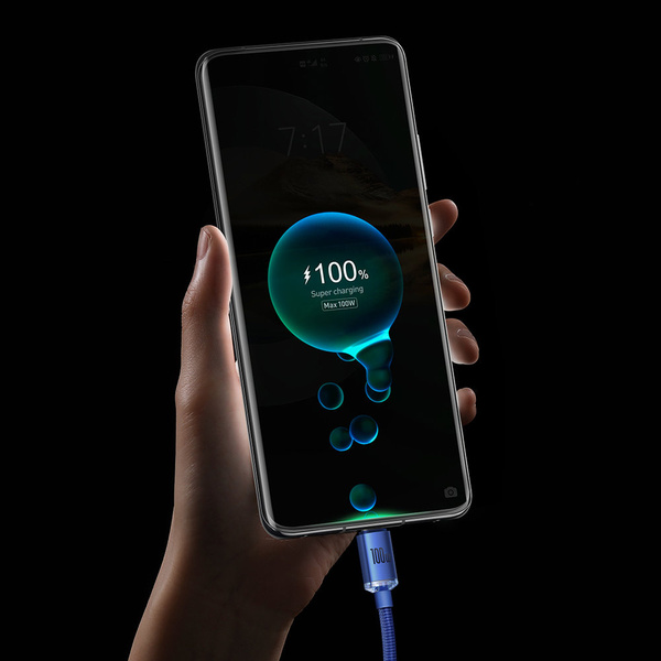 Baseus Crystal Shine Series cable USB cable for fast charging and data transfer USB Type A - USB Type C 100W 1.2m blue (CAJY000403)