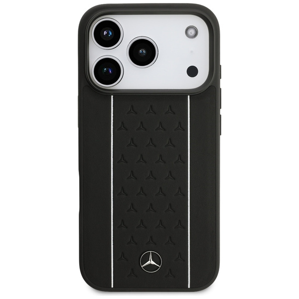Etui Mercedes Leather Star Pattern       Stripes MagSafe do iPhone 17 Pro czarny