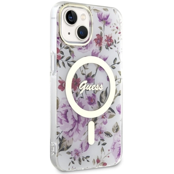 Guess GUHMP14MHCFWST iPhone 14 Plus/ 15 Plus 6.7" transparent hardcase Flower MagSafe