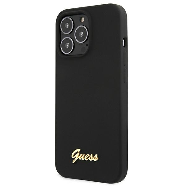 Guess GUHMP13XLSLMGBK iPhone 13 Pro Max6,7" black/czarny hardcase Silicone Script Gold Logo MagSafe