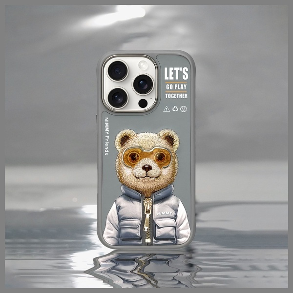 Nimmy etui iPhone 16 Pro Max 6.9"         szary/gray Cool&Cute 2.0 Bear