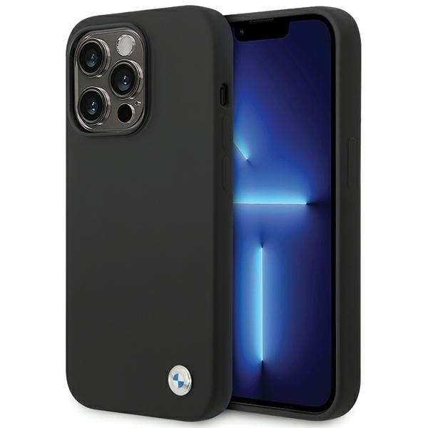 BMW Silicone Metal Logo iPhone 15 Pro Max Case - Black