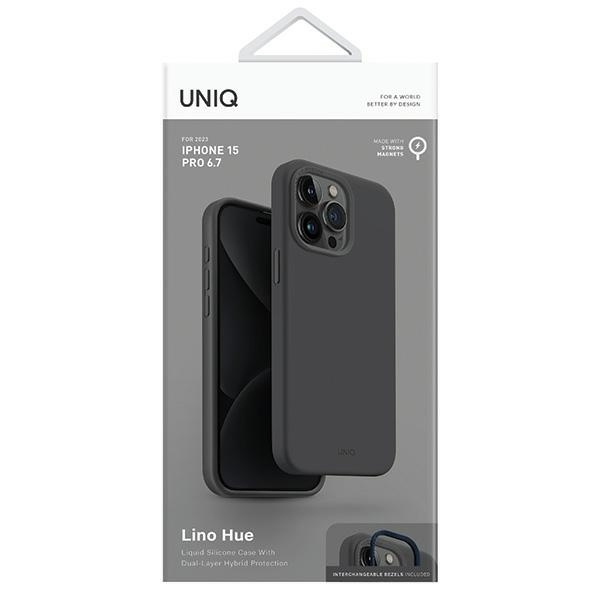 Etui UNIQ Lino Hue Magclick Charging do iPhone 15 Pro Max - szare