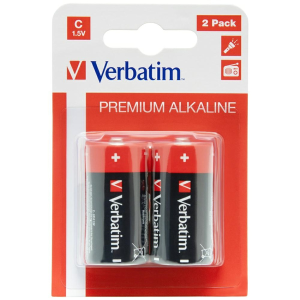 Verbatim Bateria alkaliczna C LR14 2szt  czarny/black 49922