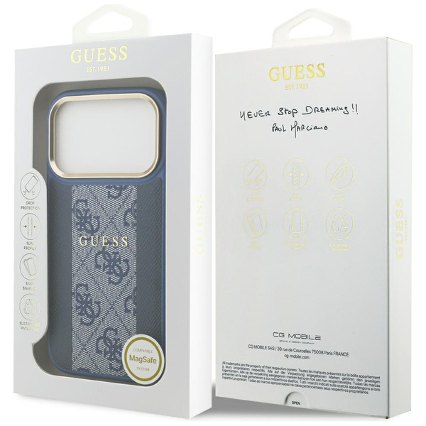 Etui Guess 4G Stripe MagSafe do iPhone   17 Pro niebieski