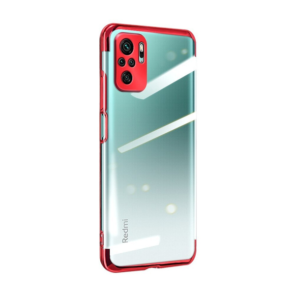 CLEAR COLOR CASE GEL TPU ELECTROPLATING FRAME COVER FOR XIAOMI REDMI NOTE 10 5G / POCO M3 PRO RED