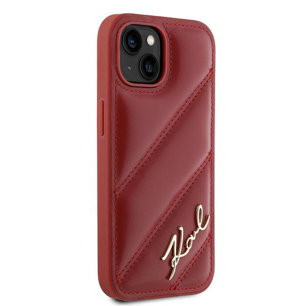 KARL LAGERFELD KLHCP15SPQDSMGR IPHONE 15 / 14 / 13 6.1" RED/RED HARDCASE DIAGONAL QUILTED SCRIPT