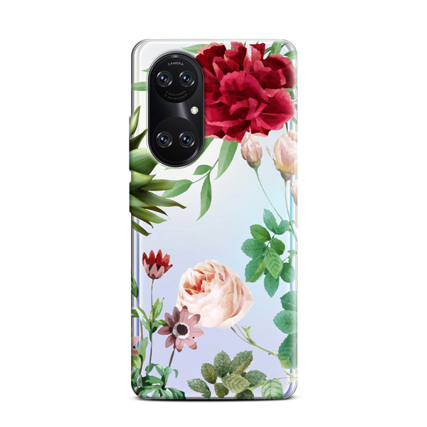 CaseGadget ETUI NADRUK CZERWONA RÓŻA I LIŚCIE HUAWEI P50