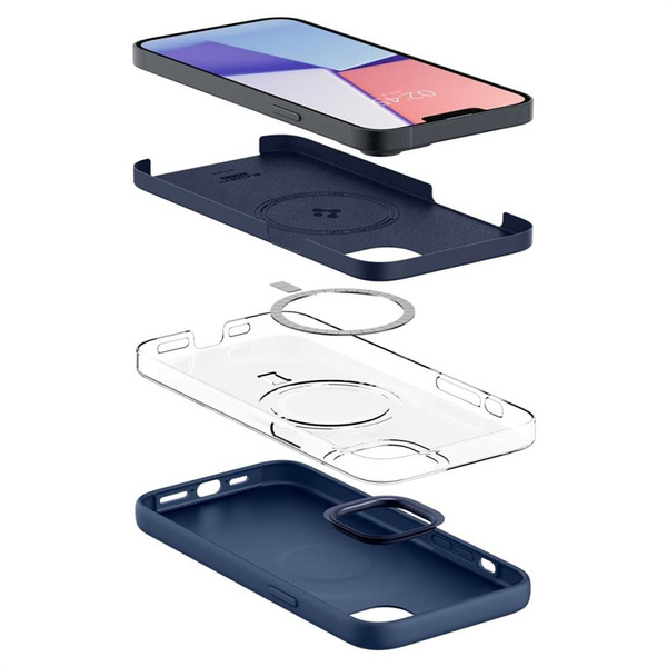 Etui Spigen Silicone Fit Mag z MagSafe na iPhone 14 Plus - niebieskie