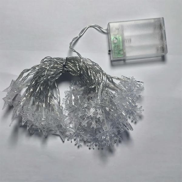 Lampki choinkowe LED snowflake/star - 10m/80 lampek ciepłe białe/warm white zasilane bat. 3xAA EHD-LS06