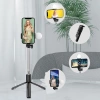 Selfie stick WR1YXS telescopic tripod 0.71m with round lamp - black