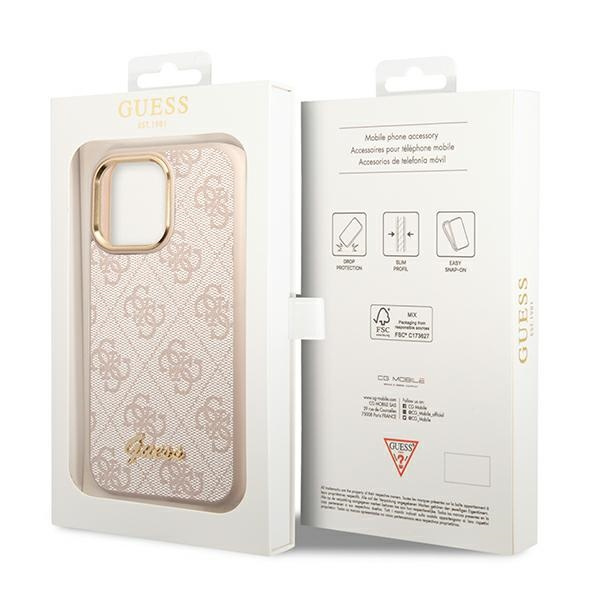 Guess GUHCP14XHG4SHP iPhone 14 Pro Max6,7" różowy/pink hard case 4G Vintage Gold Logo